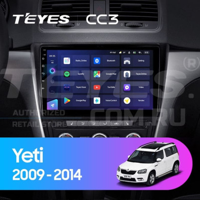Штатная магнитола Teyes CC3 4/32 Skoda Yeti 5L (2009-2014) (10 inch Universal)