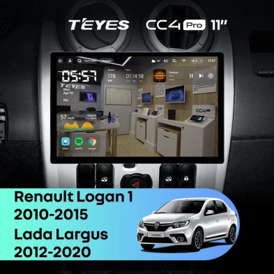 Штатная магнитола Teyes CC4 Pro 12/256 Renault Logan 1 (2010-2015) (11")