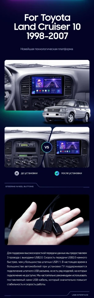 Штатная магнитола Teyes CC3 2K 4/32 Toyota Land Cruiser 10 J100 100 (1998-2007)
