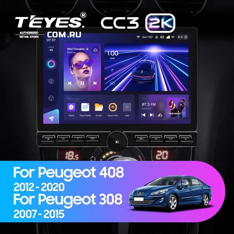Штатная магнитола Teyes CC3 2K 6/128 Peugeot 408 1 T7 (2012-2020) (13" с кнопками) (Серая)