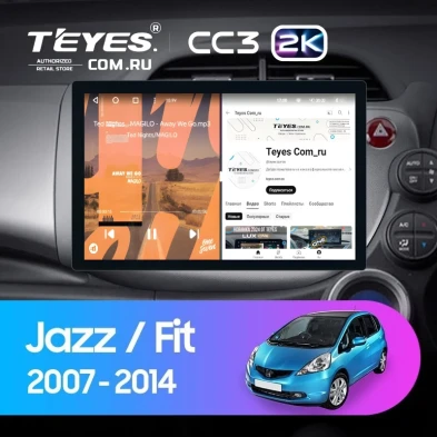 Штатная магнитола Teyes CC3 2K 6/128 Honda Jazz 2 GG (2007-2014) Правый руль (11")
