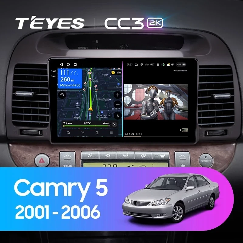 Штатная магнитола Teyes CC3 2K 4/64 Toyota Camry 5 XV 30 (2001-2006) Тип-A