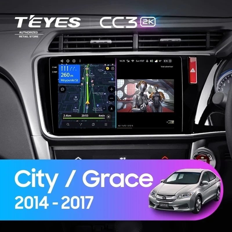 Штатная магнитола Teyes CC3 2K 6/128 Honda City (2014-2017) Тип-B Правый руль