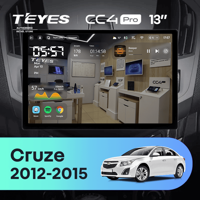 Штатная магнитола Teyes CC4 Pro 12/256 Chevrolet Cruze J300 J308 (2012-2015) F3 (13")