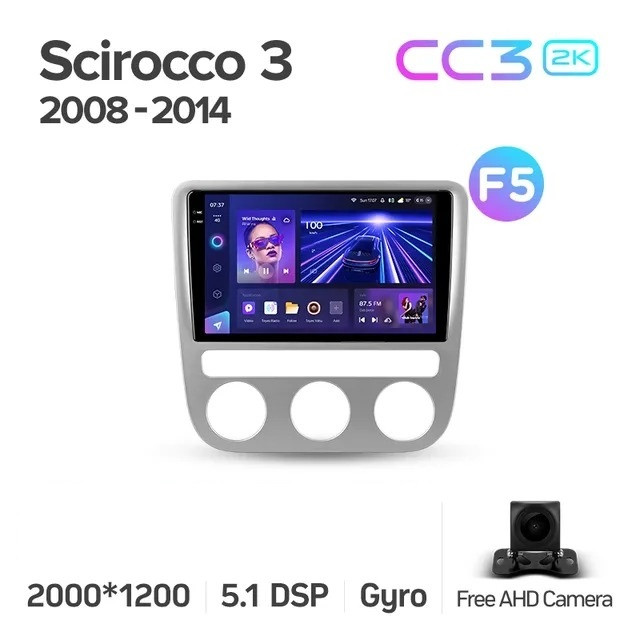 Штатная магнитола Teyes CC3 2K 4/32 Volkswagen Scirocco 3 Mk3 (2008-2014) F5