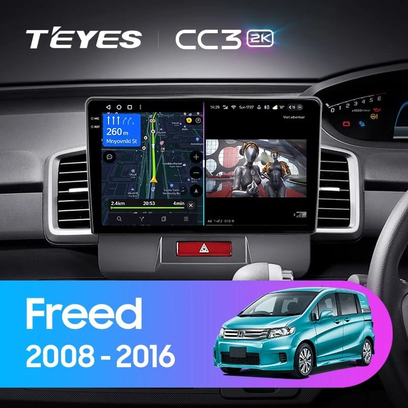 Штатная магнитола Teyes CC3 2K 6/128 Honda Freed 1 (2008-2016) F1 Правый руль