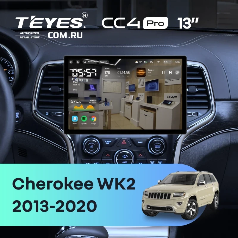 Штатная магнитола Teyes CC4 Pro 8/128 Jeep Grand Cherokee WK2 (2013-2020) F3 (13")