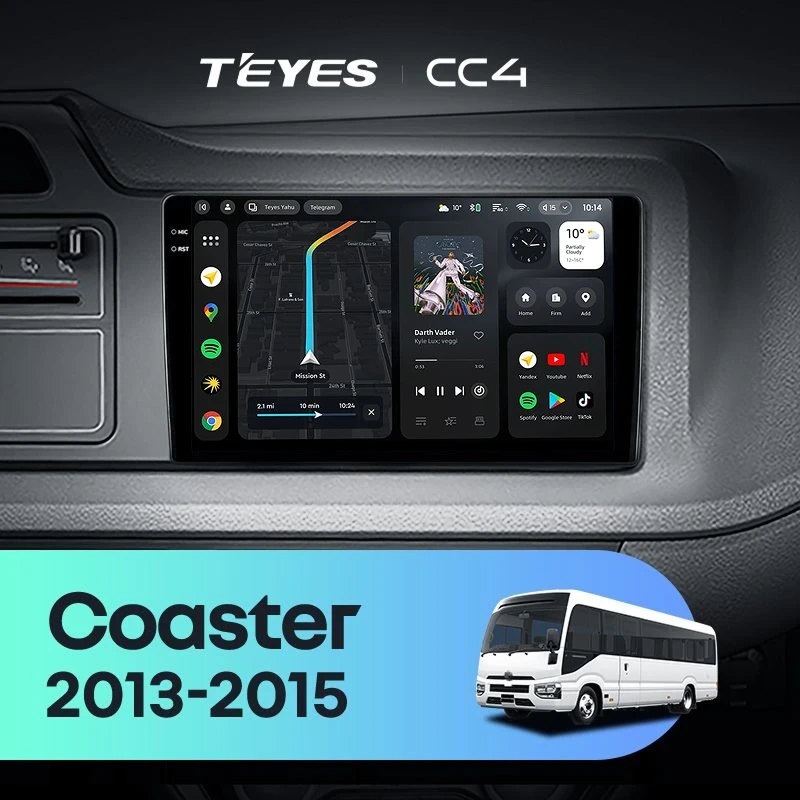 Штатная магнитола Teyes CC4 8/128 Toyota Coaster (2013-2015)