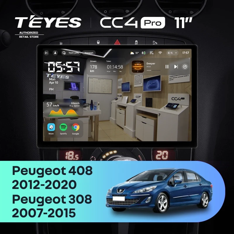 Штатная магнитола Teyes CC4 Pro 8/128 Peugeot 308 (2007-2015) (11")