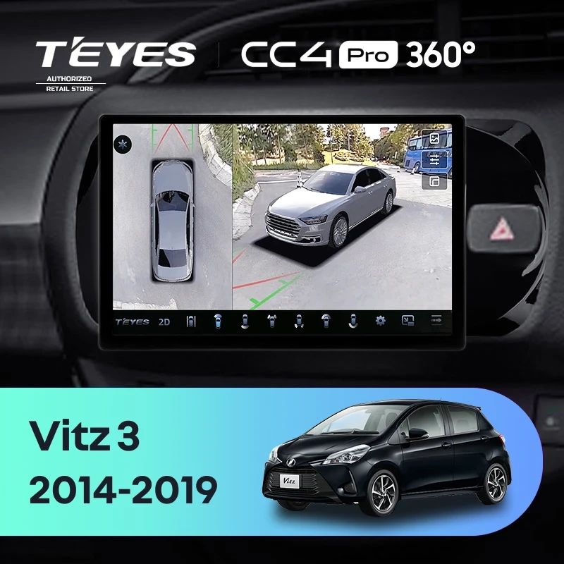 Штатная магнитола Teyes CC4 Pro 360 12/256 Toyota Vitz III XP130 (2014-2019) Правый руль (11")