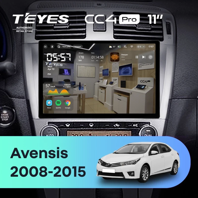 Штатная магнитола Teyes CC4 Pro 8/128 Toyota Avensis 3 (2008-2015) F1 (11")