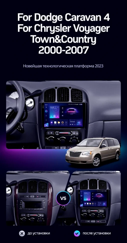 Штатная магнитола Teyes CC3 2K 360 6/128 Chrysler Voyager (2000-2007) Тип-B