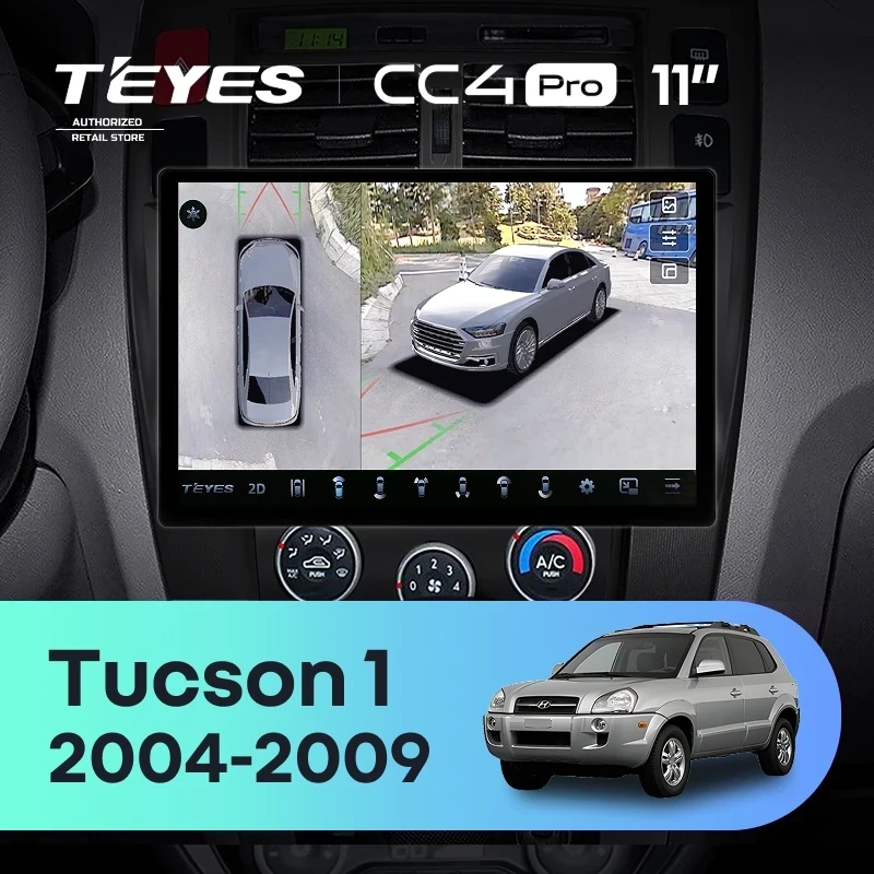 Штатная магнитола Teyes CC4 Pro 360 8/128 Hyundai Tucson 1 (2004-2009) F2 (11")