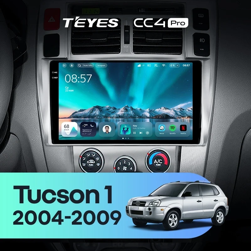 Штатная магнитола Teyes CC4 Pro 12/256 Hyundai Tucson 1 (2004-2009) F1