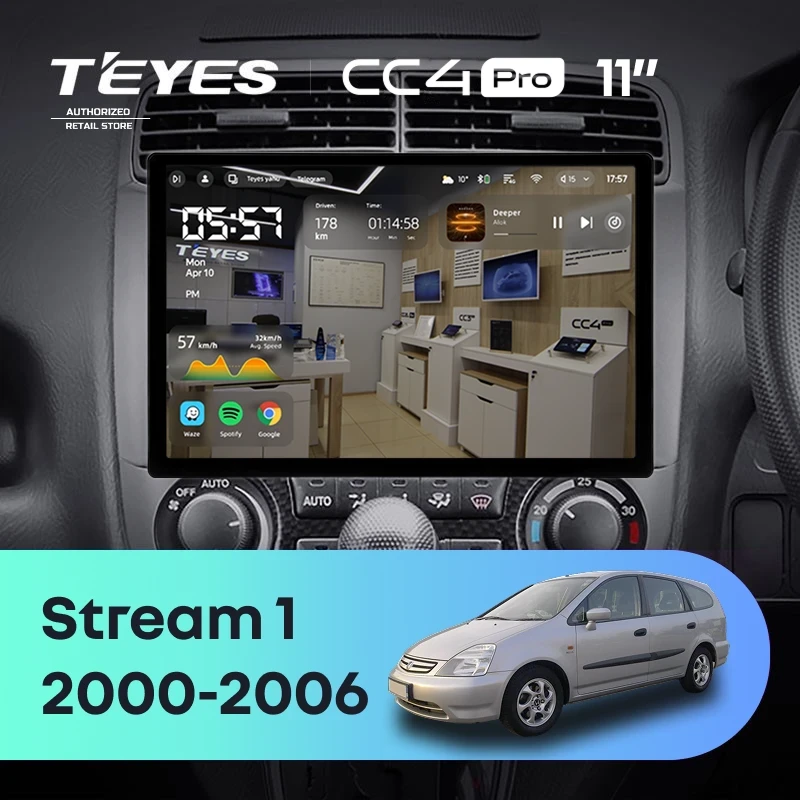 Штатная магнитола Teyes CC4 Pro 12/256 Honda Stream 1 (2000-2006) F1 (11")