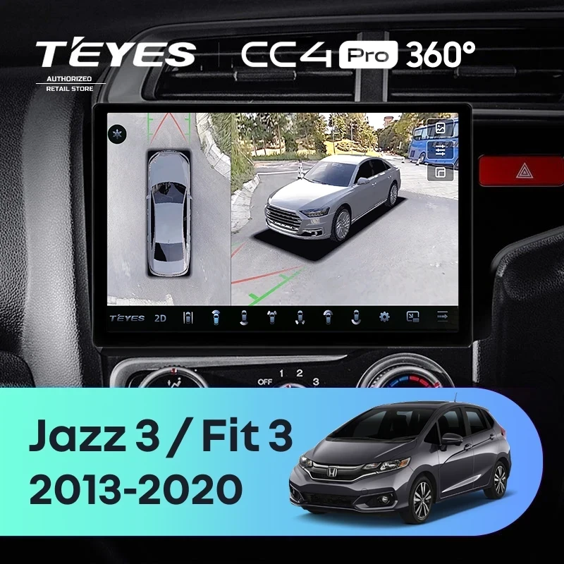 Штатная магнитола Teyes CC4 Pro 360 12/256 Honda Jazz 3 (2015-2020) Тип-A Правый руль (11")