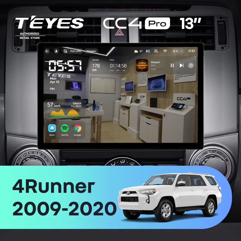 Штатная магнитола Teyes CC4 Pro 8/128 Toyota 4Runner 5 N280 (2009-2020) (13")