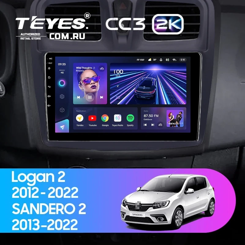 Штатная магнитола Teyes CC3 2K 360 6/128 Renault Logan 2 (2012-2022) F1 (10")