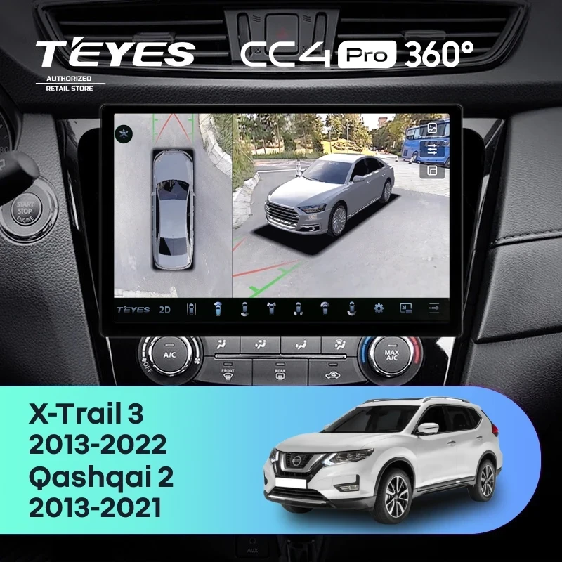 Штатная магнитола Teyes CC4 Pro 360 12/256 Nissan Qashqai 2 (2013-2021) F2 Тип-C (11")