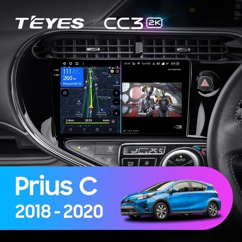Штатная магнитола Teyes CC3 2K 360 6/128 Toyota Prius C (2018-2020) Правый руль