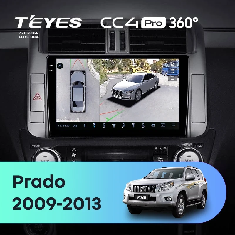 Штатная магнитола Teyes CC4 Pro 360 12/256 Toyota Land Cruiser Prado 150 (2009-2013) F1 Тип-A