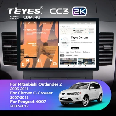 Штатная магнитола Teyes CC3 2K 4/32 Peugeot 4007 (2007-2012) Тип-B (11")
