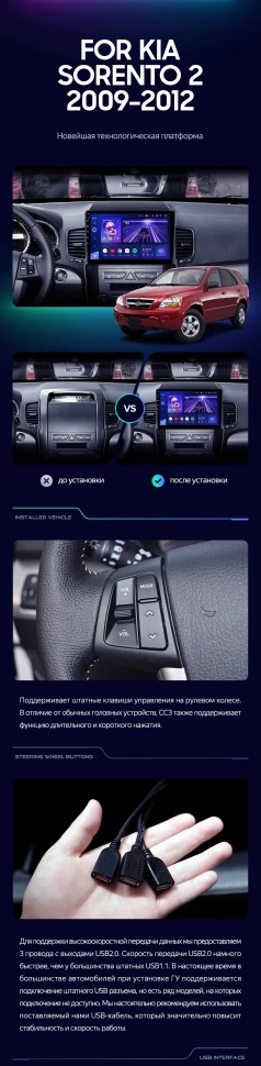 Штатная магнитола Teyes CC3L 4/32 Kia Sorento 2 XM (2009-2012) Тип-A