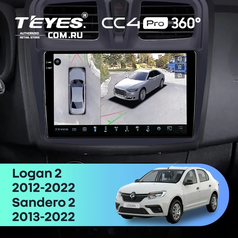 Штатная магнитола Teyes CC4 Pro 360 12/256 Renault Logan 2 (2012-2022) F1 (10")