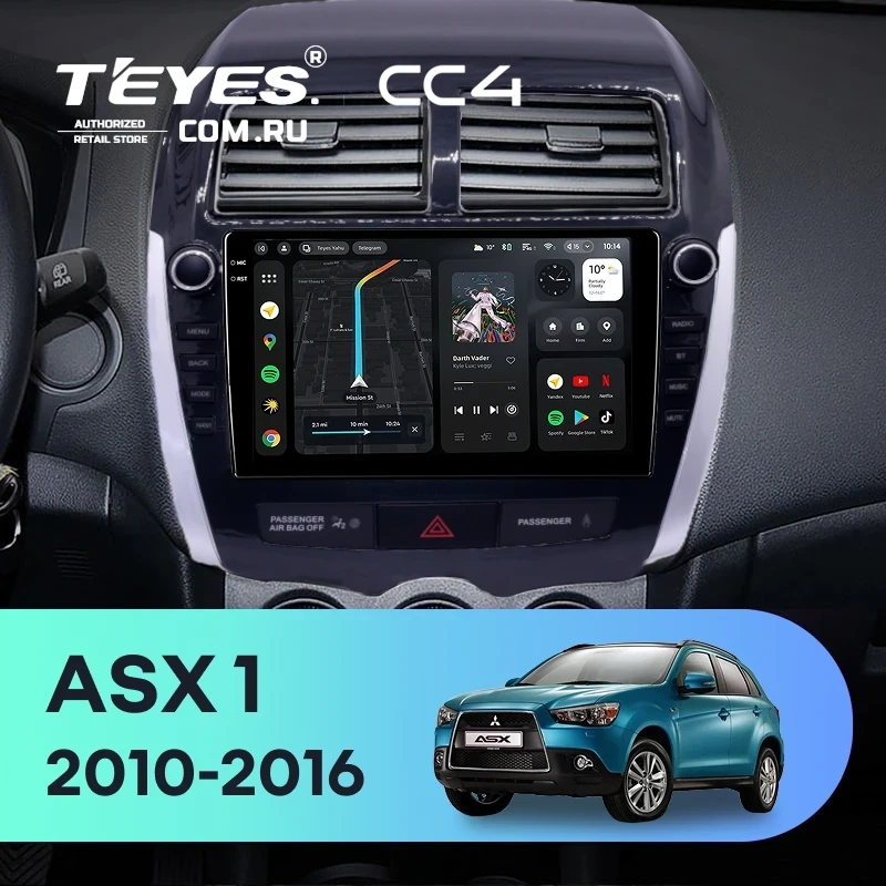 Штатная магнитола Teyes CC4 6/64 Mitsubishi ASX 1 (2010-2016) Тип-A (9")