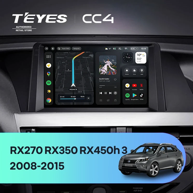 Штатная магнитола Teyes CC4 8/128 Lexus RX270 RX350 RX450h AL10 3 (2008-2015) Тип-A