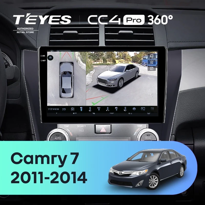 Штатная магнитола Teyes CC4 Pro 360 8/128 Toyota Camry 7 XV 50 55 (2011-2014) (черная) F2