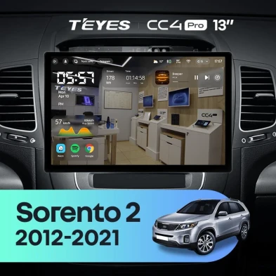 Штатная магнитола Teyes CC4 Pro 8/128 Kia Sorento 2 II XM (2012-2021) F1 (13")