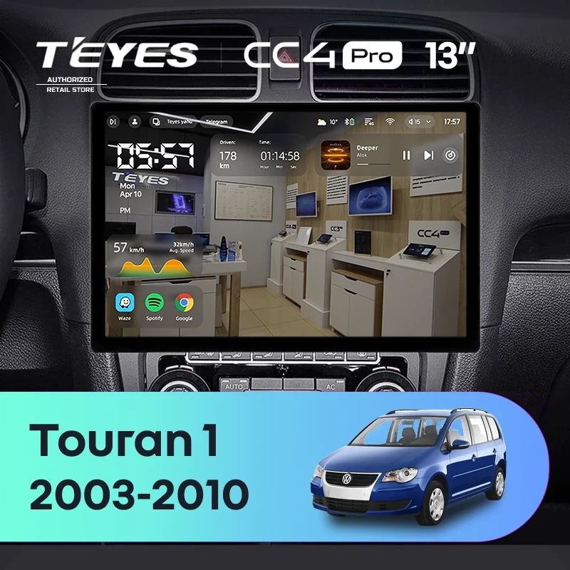 Штатная магнитола Teyes CC4 Pro 12/256 Volkswagen Touran 1 (2003-2010) (13")