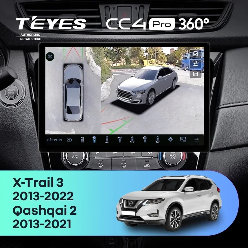 Штатная магнитола Teyes CC4 Pro 360 8/128 Nissan X-Trail 3 T32 (2013-2021) F2 Тип-AВ (13")