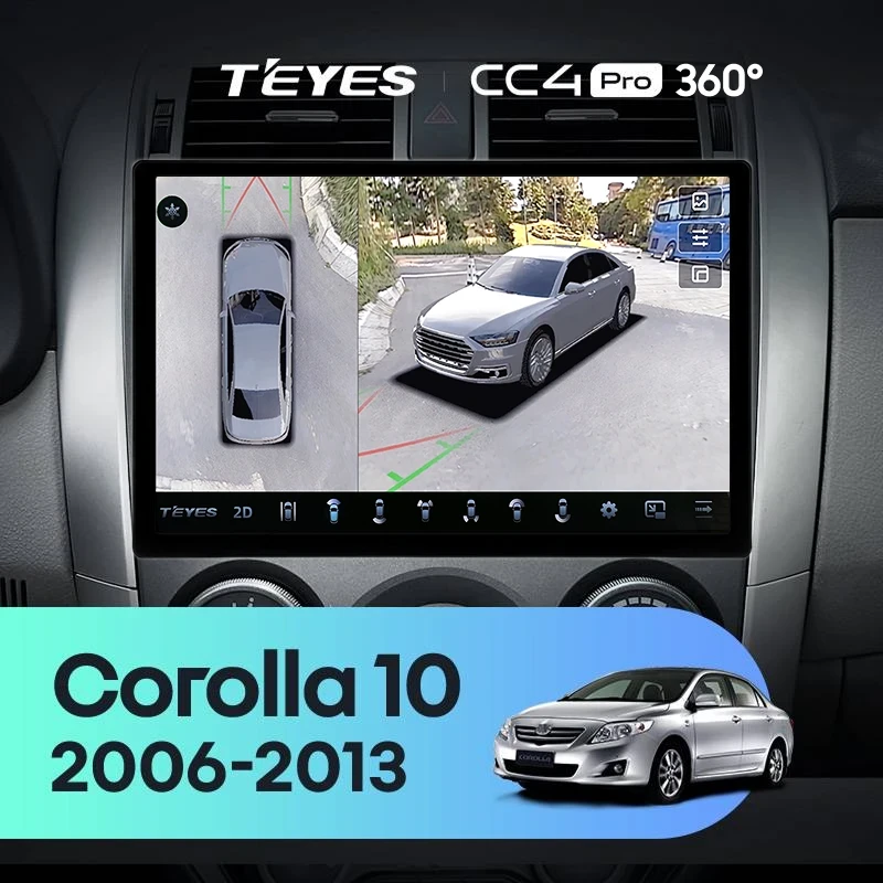 Штатная магнитола Teyes CC4 Pro 360 8/128 Toyota Corolla 10 E140 E150 (2006-2013) Тип-B (11")