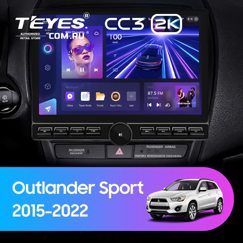 Штатная магнитола Teyes CC3 2K 6/128 Mitsubishi Outlander Sport (2015-2026) Тип-B (13" с кнопками)