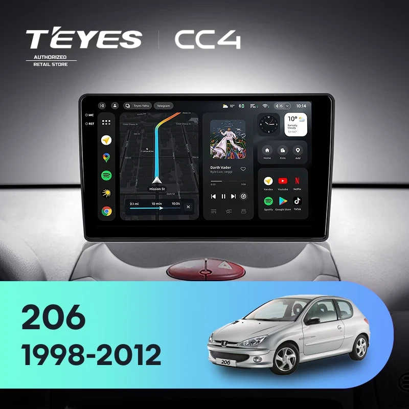 Штатная магнитола Teyes CC4 6/64 Peugeot 206 T13 T16 T12 (1998-2012) F2