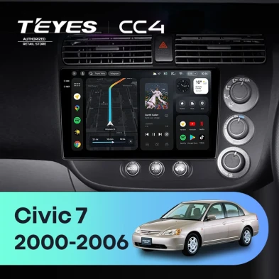 Штатная магнитола Teyes CC4 6/64 Honda Civic 7 (2000-2006) F3 Правый руль