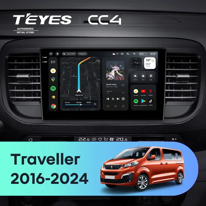 Штатная магнитола Teyes CC4 8/128 Peugeot Traveller (2016-2024)