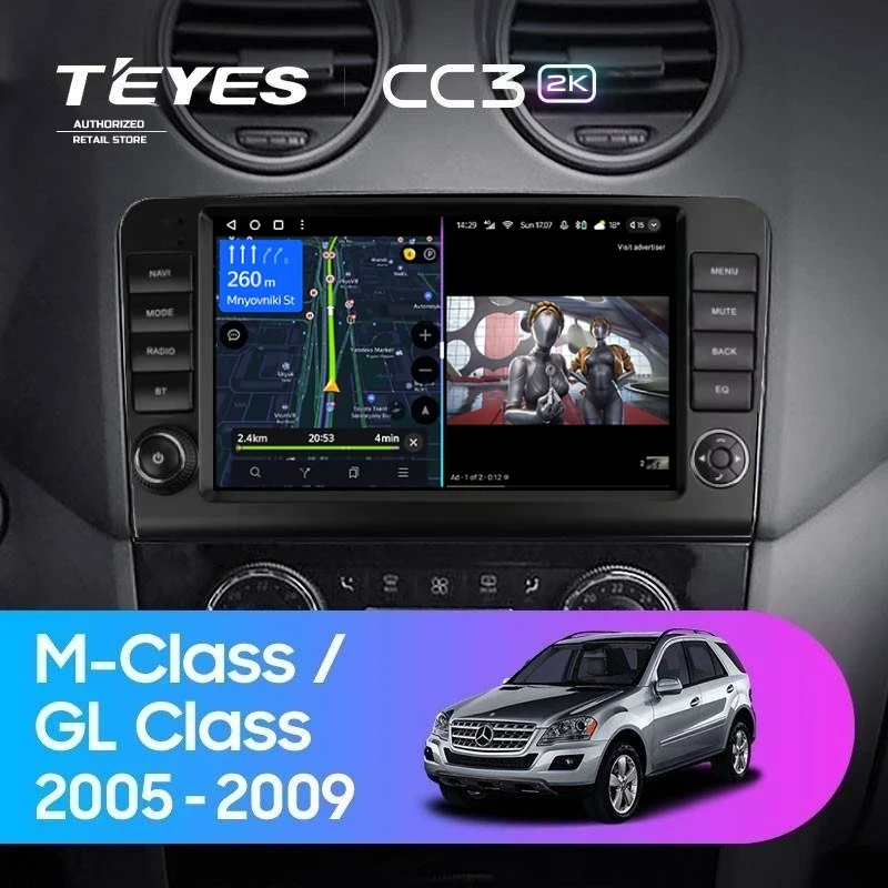 Штатная магнитола Teyes CC3 2K 360 6/128 Mercedes-Benz ML-Class X164 (2005-2009) F2