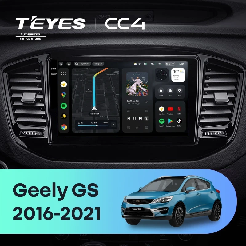 Штатная магнитола Teyes CC4 8/128 Geely GS (2016-2021)