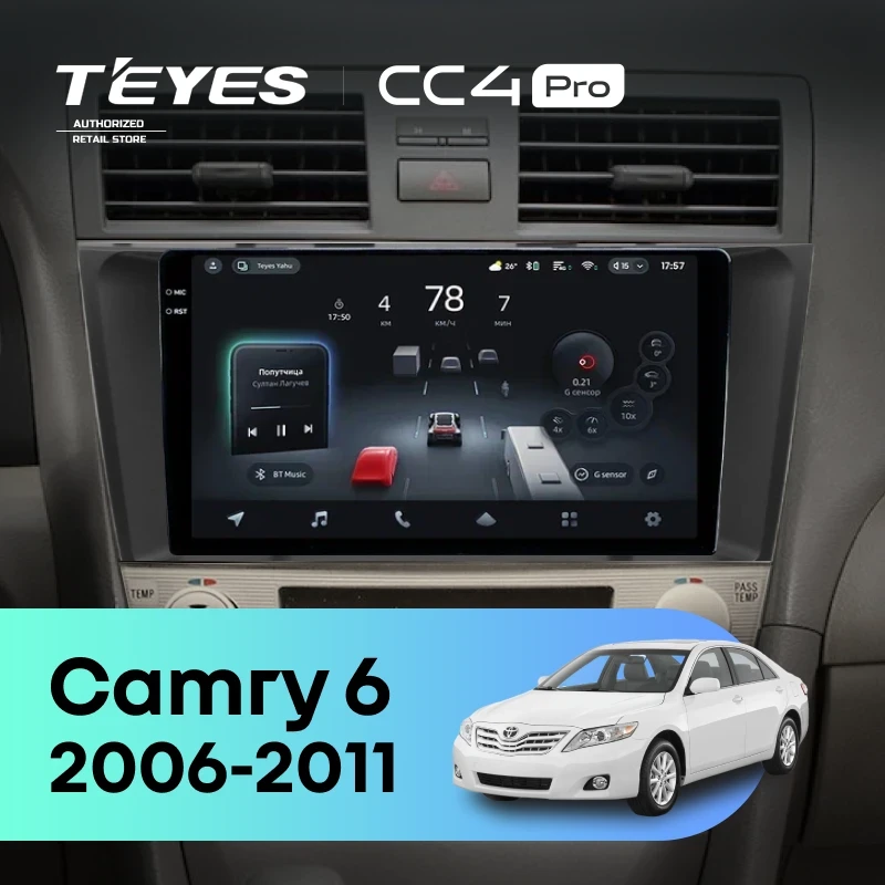 Штатная магнитола Teyes CC4 Pro 8/128 Toyota Camry 6 XV 40 (2006-2011) F3 (черная)