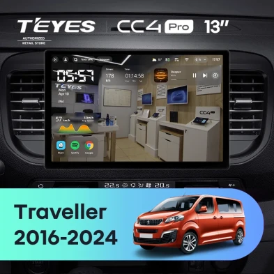 Штатная магнитола Teyes CC4 Pro 8/128 Peugeot Traveller (2016-2024) (13")
