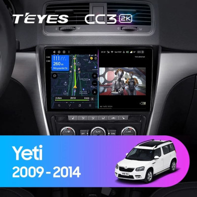 Штатная магнитола Teyes CC3 2K 360 6/128 Skoda Yeti 5L (2009-2014) (10 inch Universal)