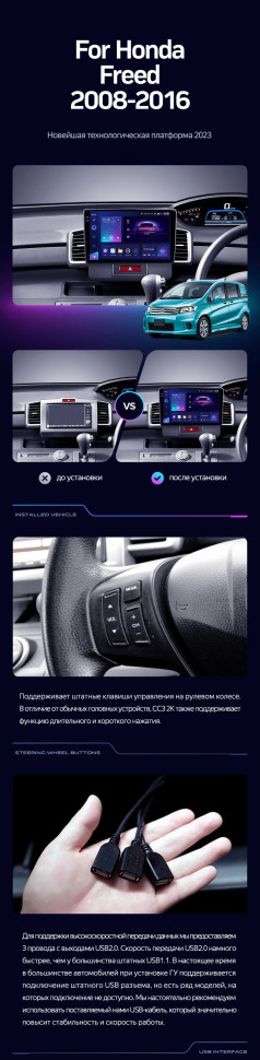 Штатная магнитола Teyes CC3 2K 4/64 Honda Freed 1 (2008-2016) F1 Правый руль