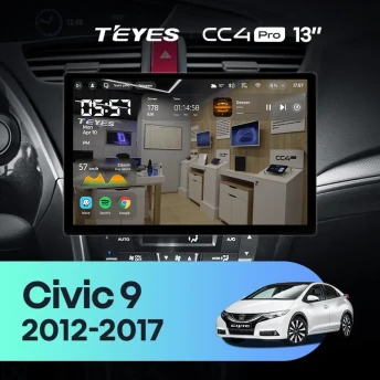 Штатная магнитола Teyes CC4 Pro 12/256 Honda Civic 9 FK FB (2012-2017) (13")