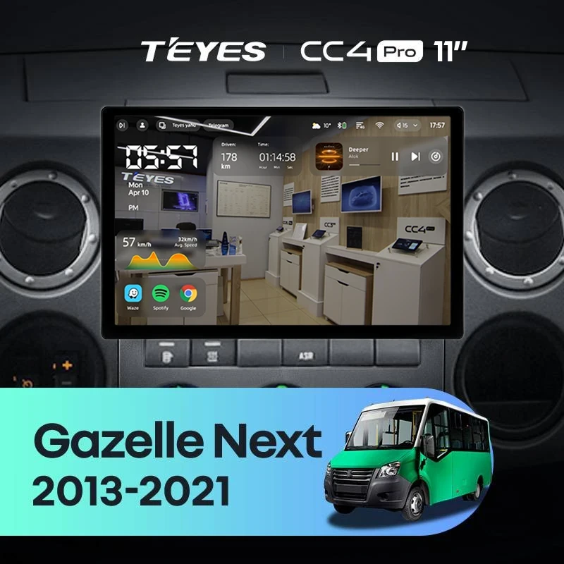 Штатная магнитола Teyes CC4 Pro 12/256 для GAZ Gazelle Next (2013-2021) F3 (11")