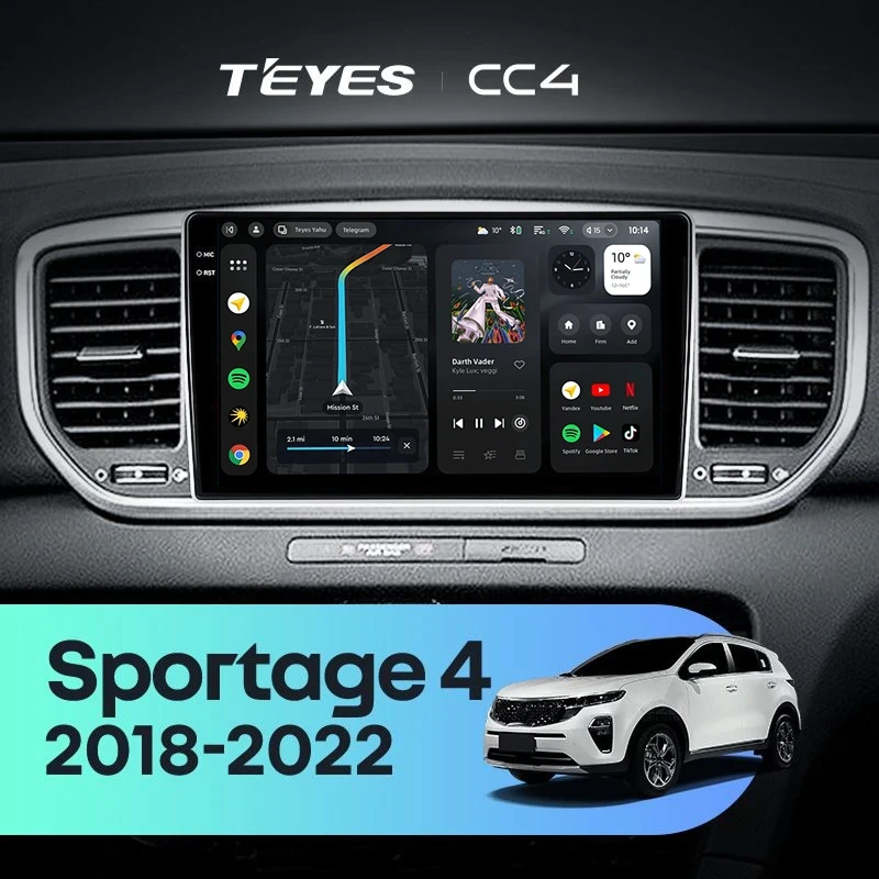 Штатная магнитола Teyes CC4 8/128 Kia Sportage 4 QL (2018-2022) Тип-B