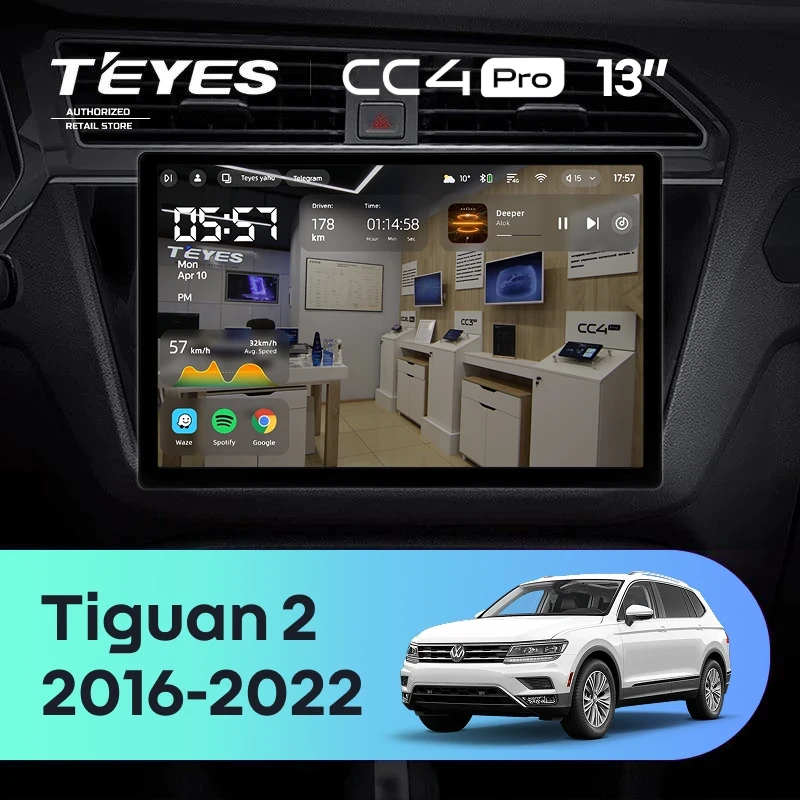 Штатная магнитола Teyes CC4 Pro 8/128 Volkswagen Tiguan 2 (2016-2022) Тип-B (13")