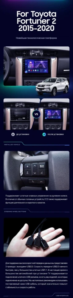 Штатная магнитола Teyes CC3L 4/32 Toyota Fortuner 2 (2015-2024)